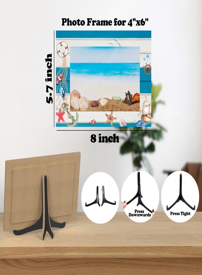 Zmyollo Nautical Picture Frame, Ocean Themed Wooden Tabletop Photo Frame With Stand, Beach Photo Stand for Farmhouse Home Living Room Bedroom Office, Housewarming Birthday Gifts for Friends Colleagues, B18 - Image 2